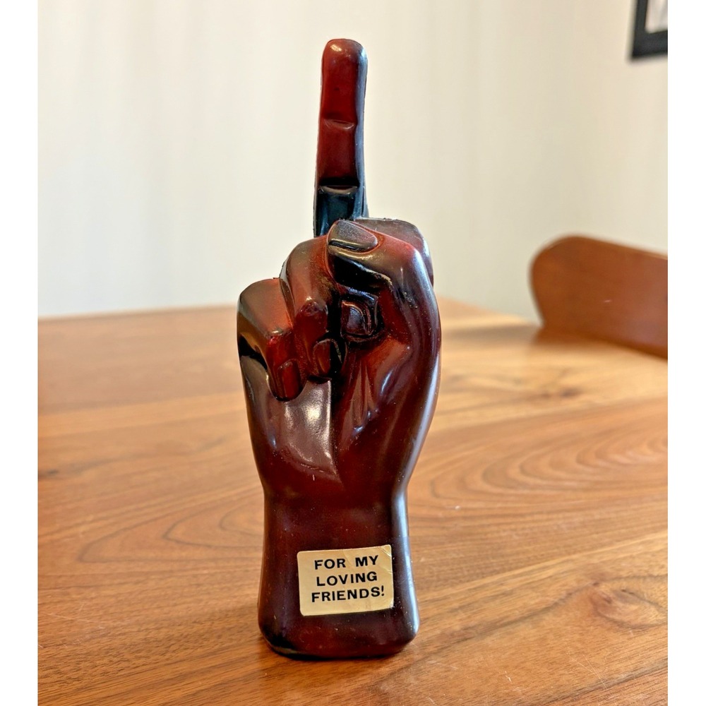 Vintage 7" Middle Finger Plastic Sculpture MCM For My Loving Friends Novelty